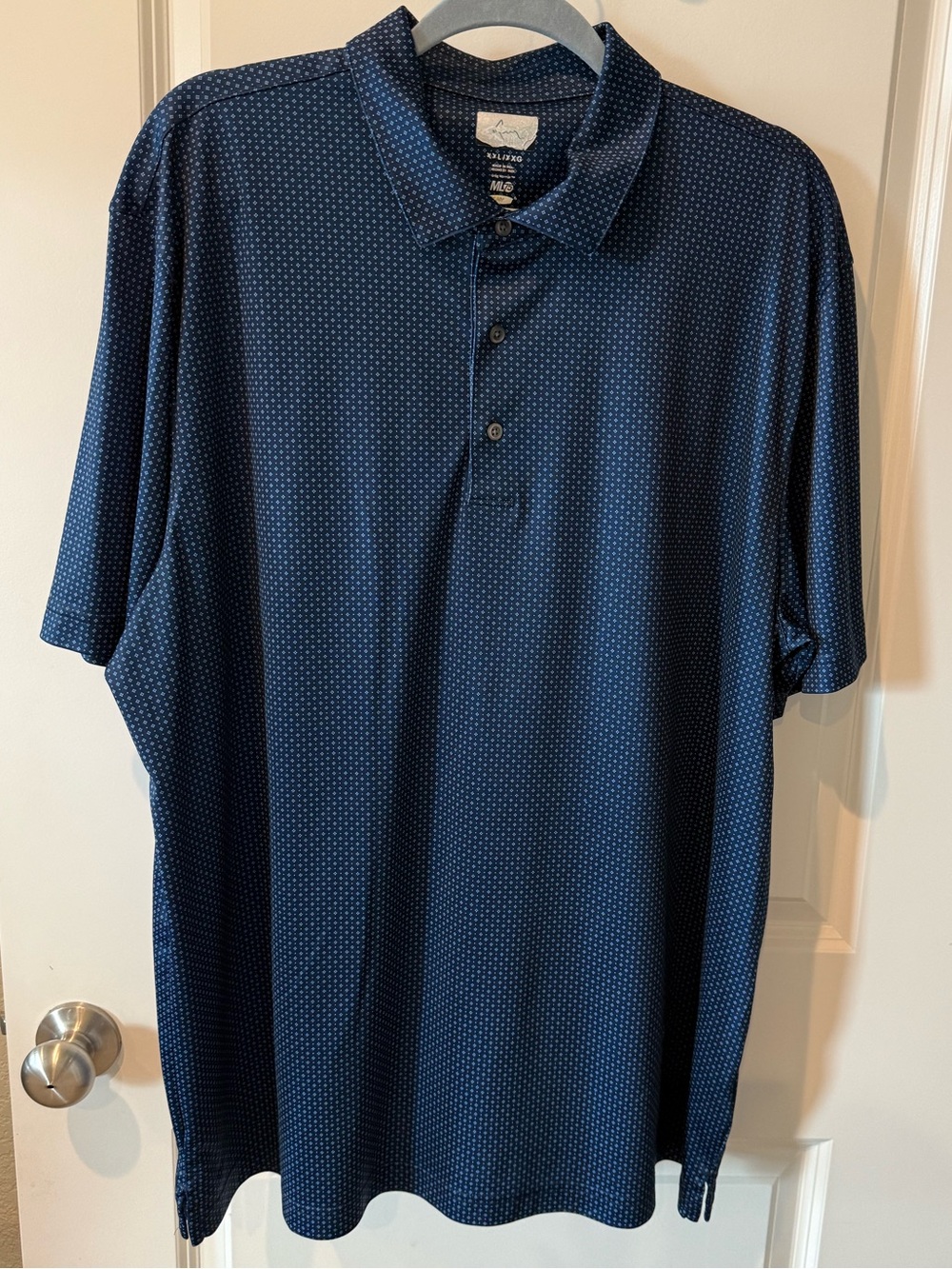 Greg Norman Collection Navy Polo with Microdot Print